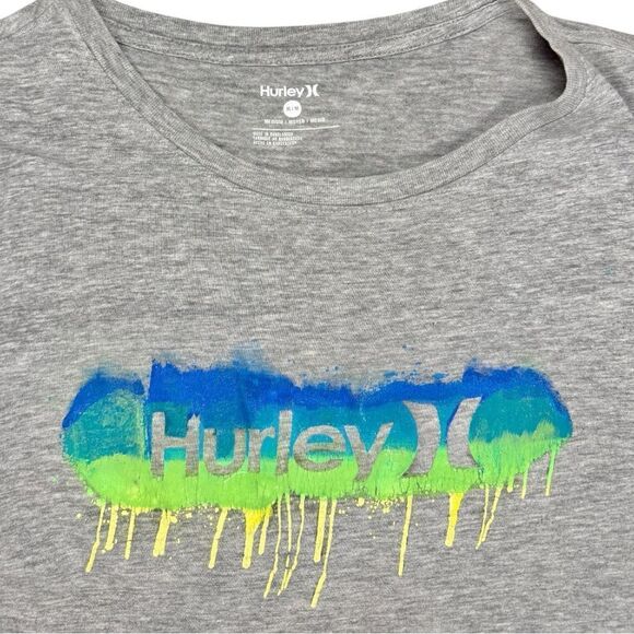 Hurley Gray and Blue Short Sleeve Tee with Graphic Design Sz M - Picture 4 of 12